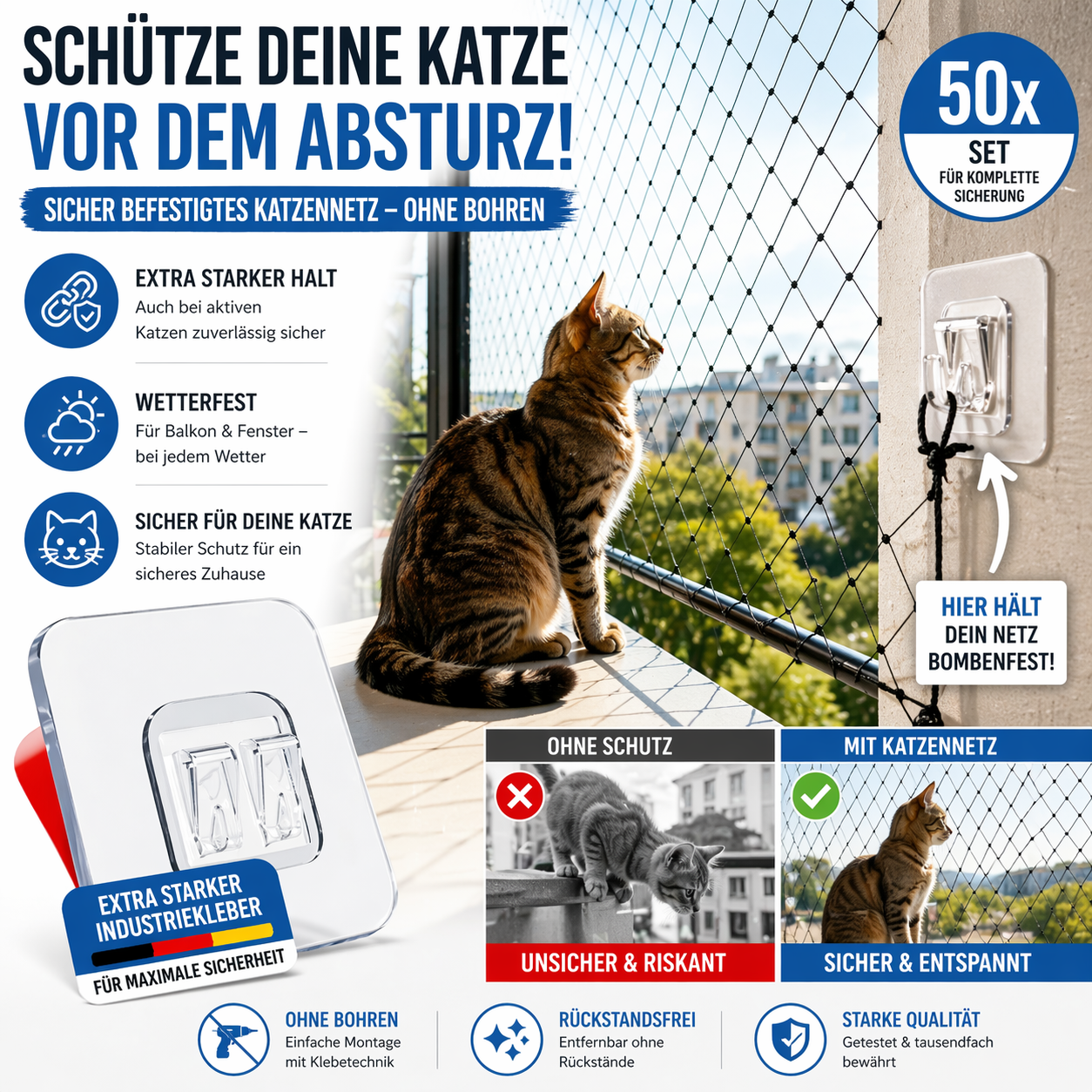 50 Klebehaken transparent