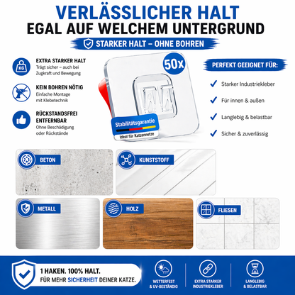 50 Klebehaken transparent