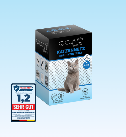 Katzennetz 6x3m | drahtverstärkt, schwarz