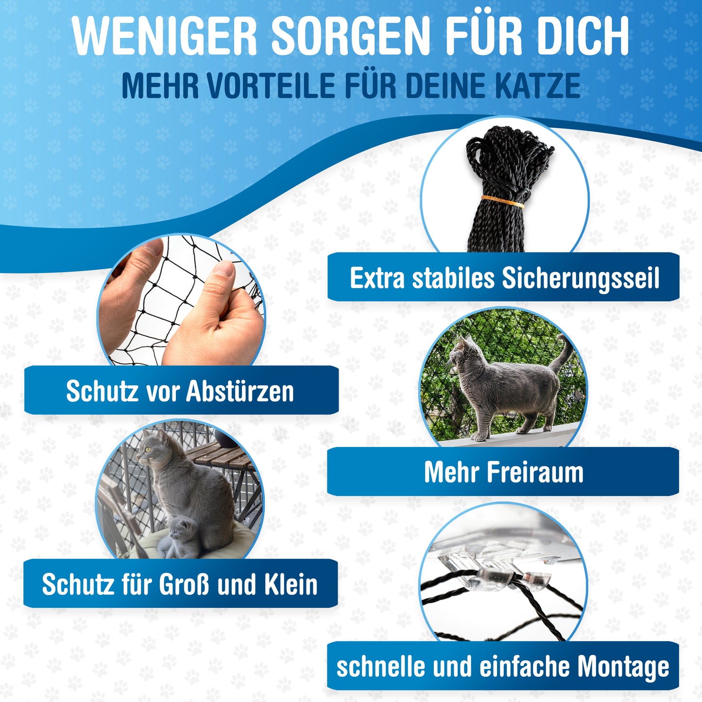 Katzennetz 6x3m | drahtverstärkt, schwarz