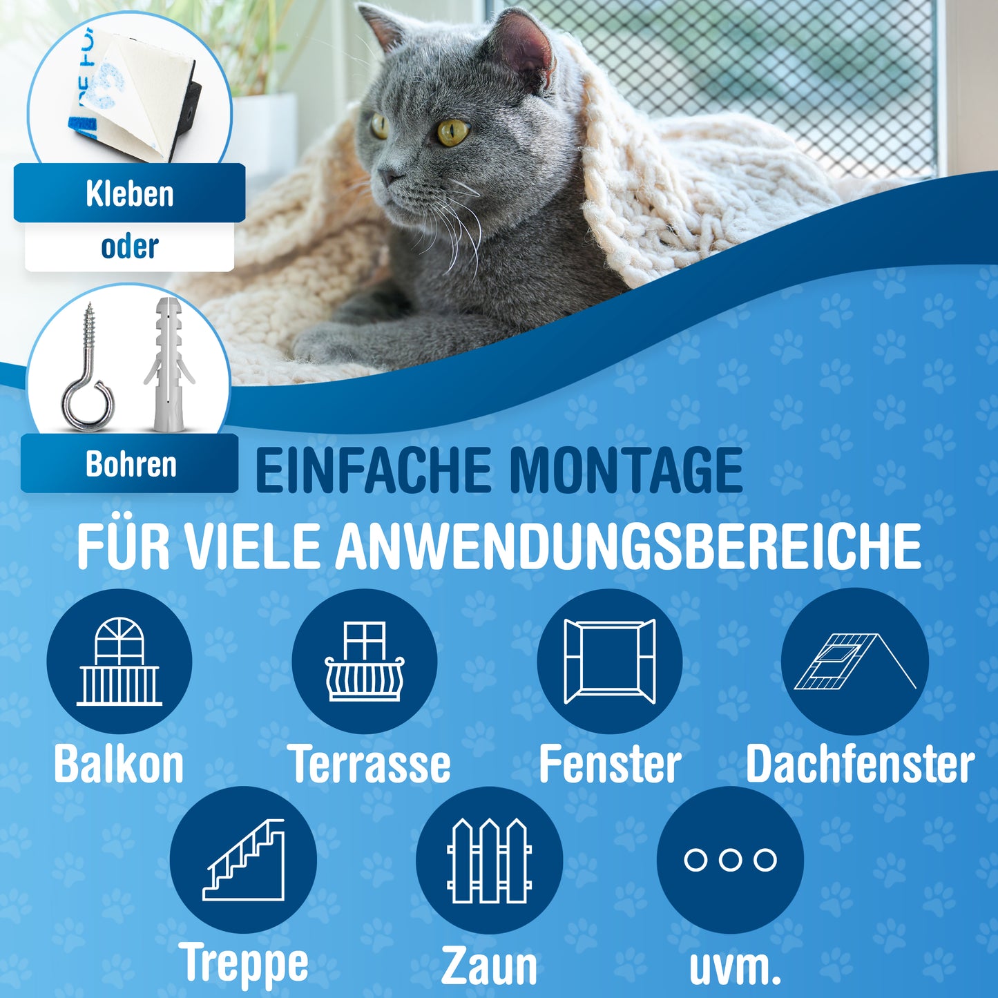 Katzennetz 6x3m | drahtverstärkt, schwarz