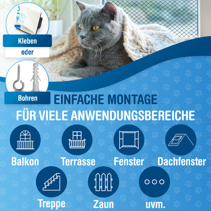 Katzennetz 6x3m | drahtverstärkt, schwarz