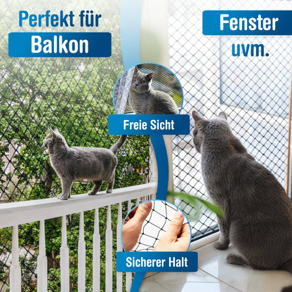 Katzennetz 6x3m | drahtverstärkt, schwarz