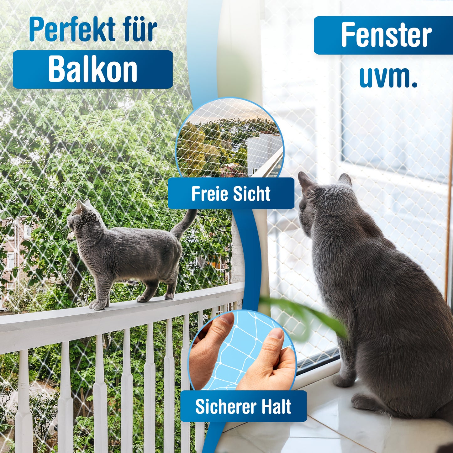 Katzennetz 6x3m | transparent