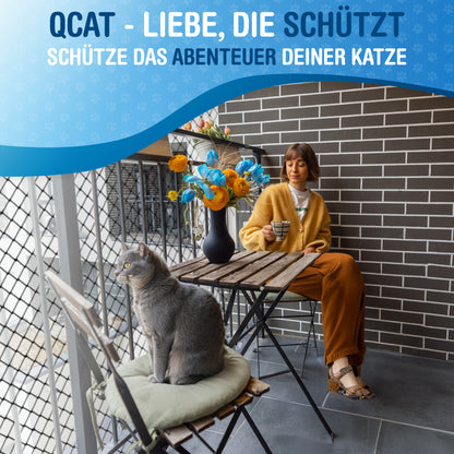 Katzennetz 6x3m | drahtverstärkt, schwarz